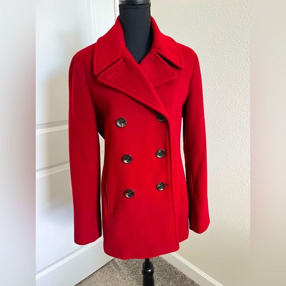 Calvin Klein Jackets & Blazers - Calvin Klein red pea coat hardly used EUC size 6